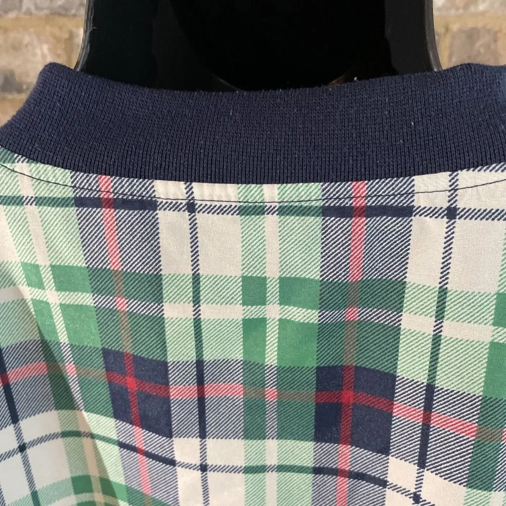 Vintage IZOD Green Blue Plaid Men's Pullover Windbreaker Jacket Size XL‎